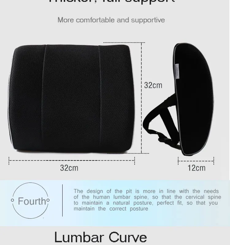 Memory Foam Wedge Pillows Lumbar Back Support Cushion For Office Memory Foam Wedge Pillows Lumbar Back Support Cushion For Office Chair 6 Jpg
