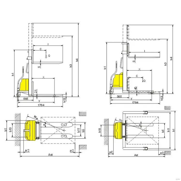 Small Type Manual Semi Electric Forklift Stacker Price 1 Ton For Sale