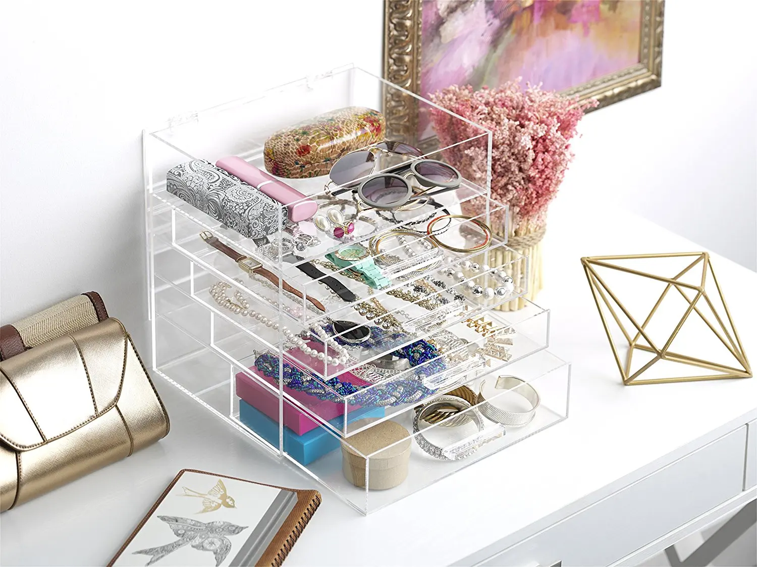 Acrylic Cosmetic Makeup Display Organizer,5 Tier Lucite Lipstick,Nail