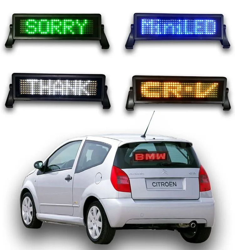 12 Voltage power 8x48 dot led sign with scrolling message function, car led sign by Bluetooth/Remote/USB coummunication control