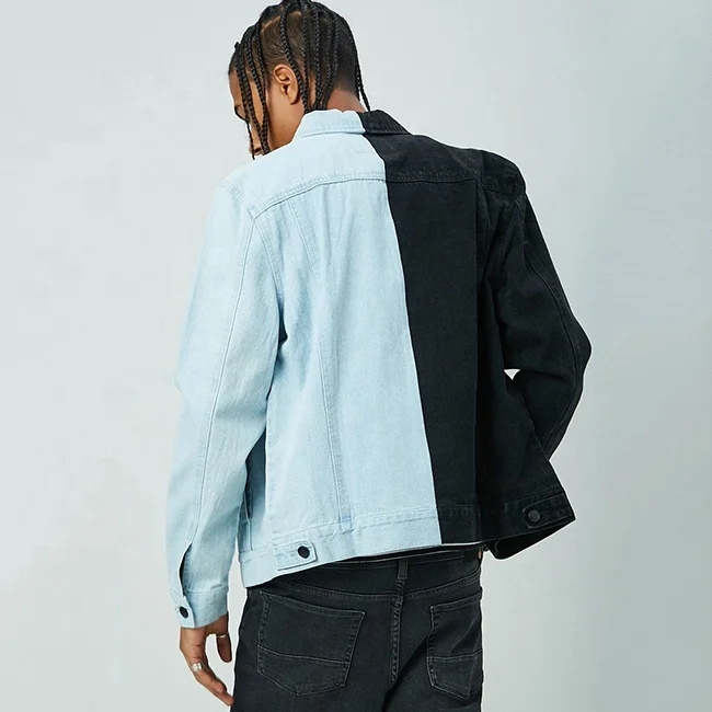 Two Tone Patchwork Denim Trucker Jacket 
