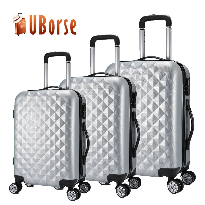 Hot carry on travel luggage, cabin trolley suitcase, hard case abs luggage set