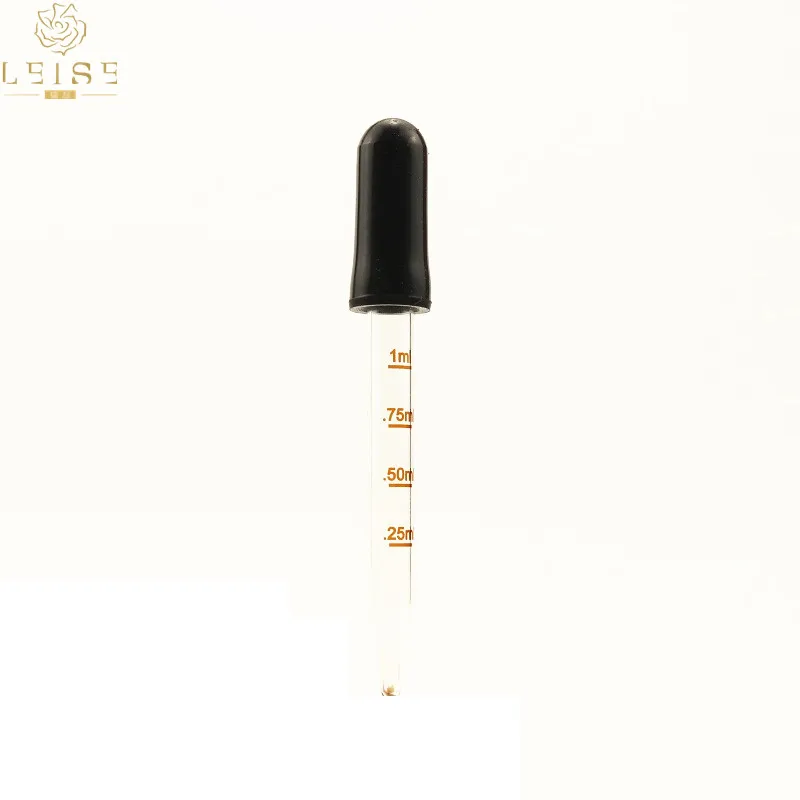 1ml Glass Medicine Dropper Pipette With Black Rubber Head Used In