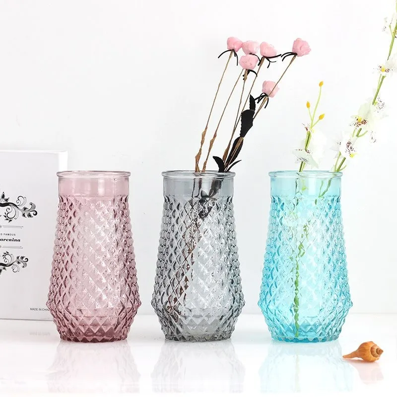 Larger Long Chinoiserie Vintage Cylinder Unique Terrarium Coloured Ikebana Art Flower Vase