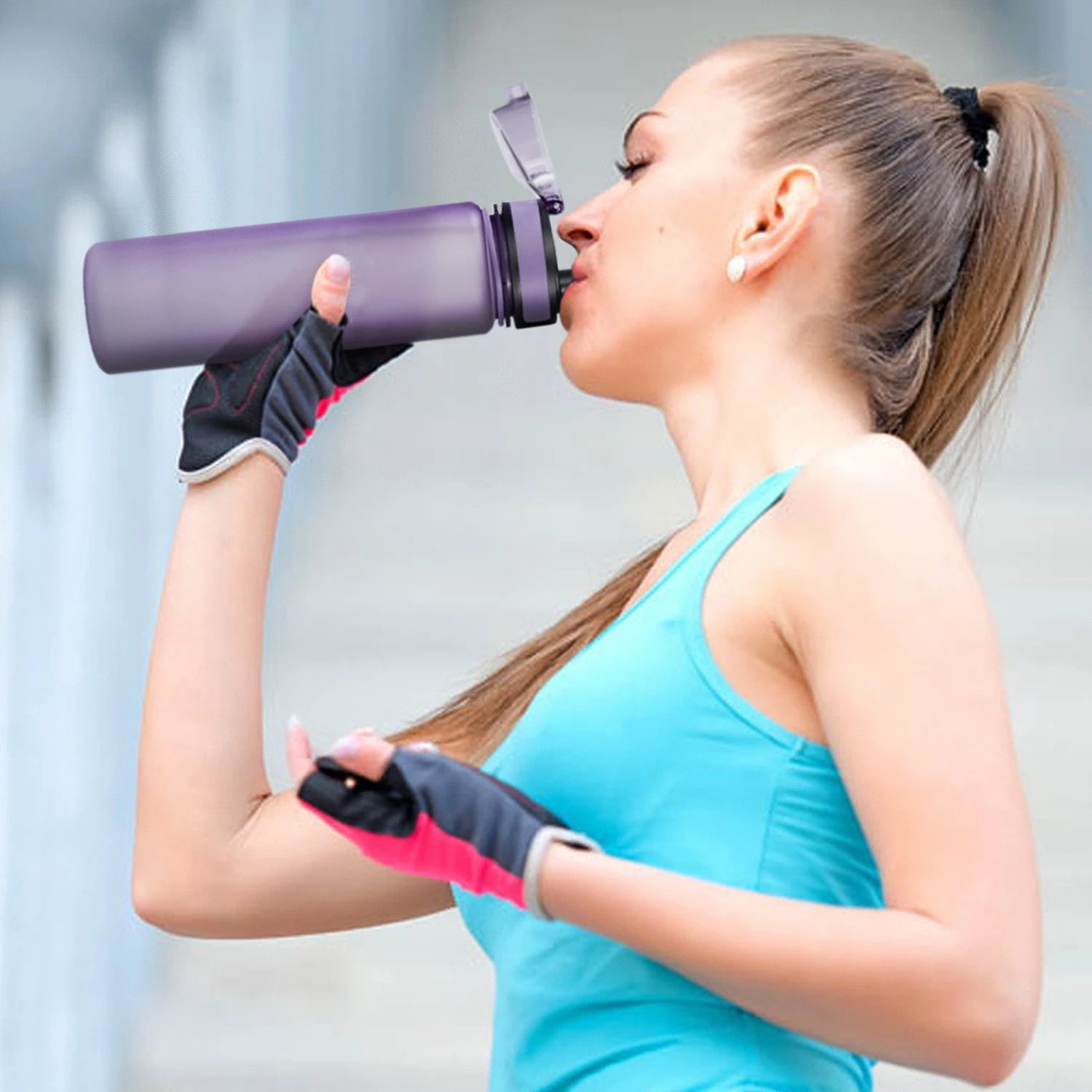 Best Sports Water Bottle 32oz Large Fast Flow,Flip Top Lid W/ One