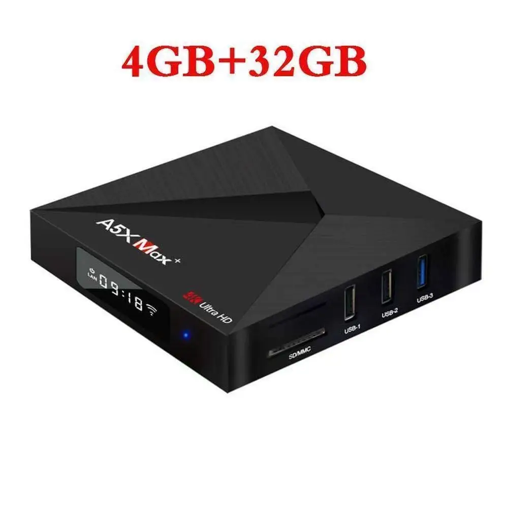Mocei RK3328 A5X Max + Android 8.1 TV Box 4GB 16GB/32GB 2.4G/5G Dual WiFi Kodi 17.3 4G Ram+32G ROM