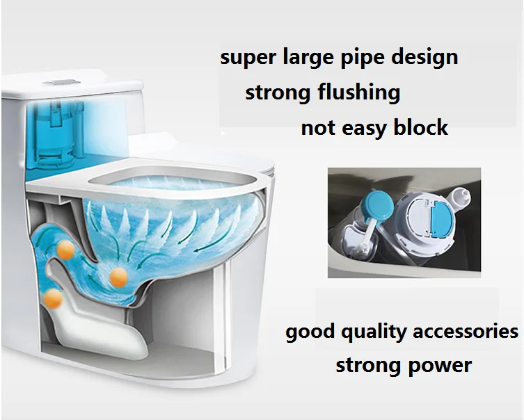 8.0 super large flushing pipe one piece eddy flushing toilet   Bathroom Ceramic  Siphonic Closet Toilet