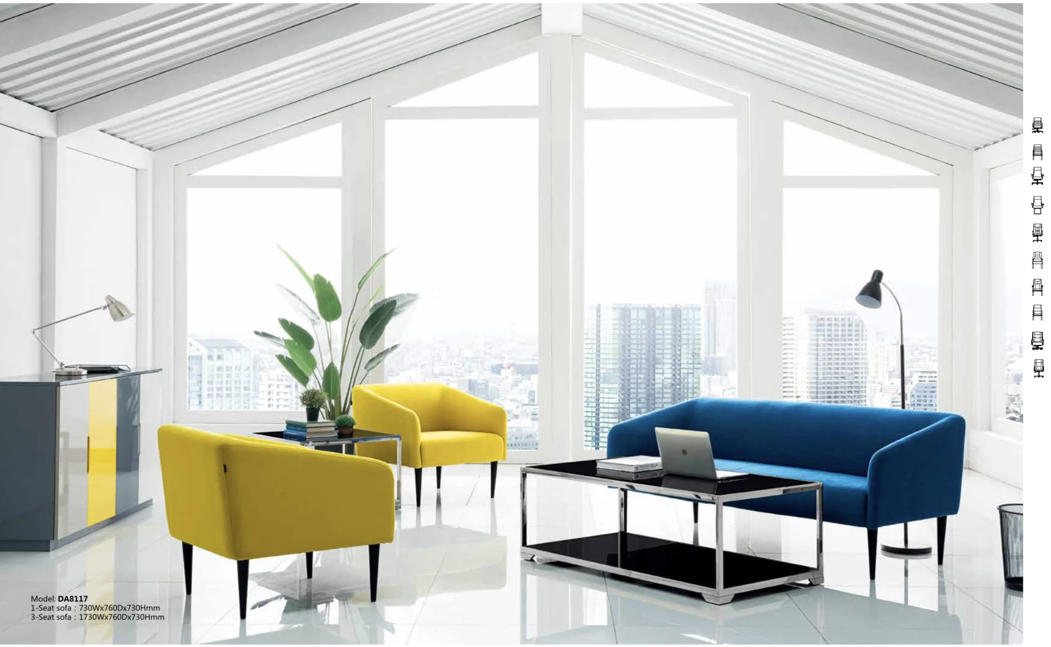 Office Sofa Modern Office Reception Sofa With Stainless Steel Frame