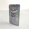 Clear Front Holographic Back Plastic Zipper Bag for Makeup Brush stand up zip pouch