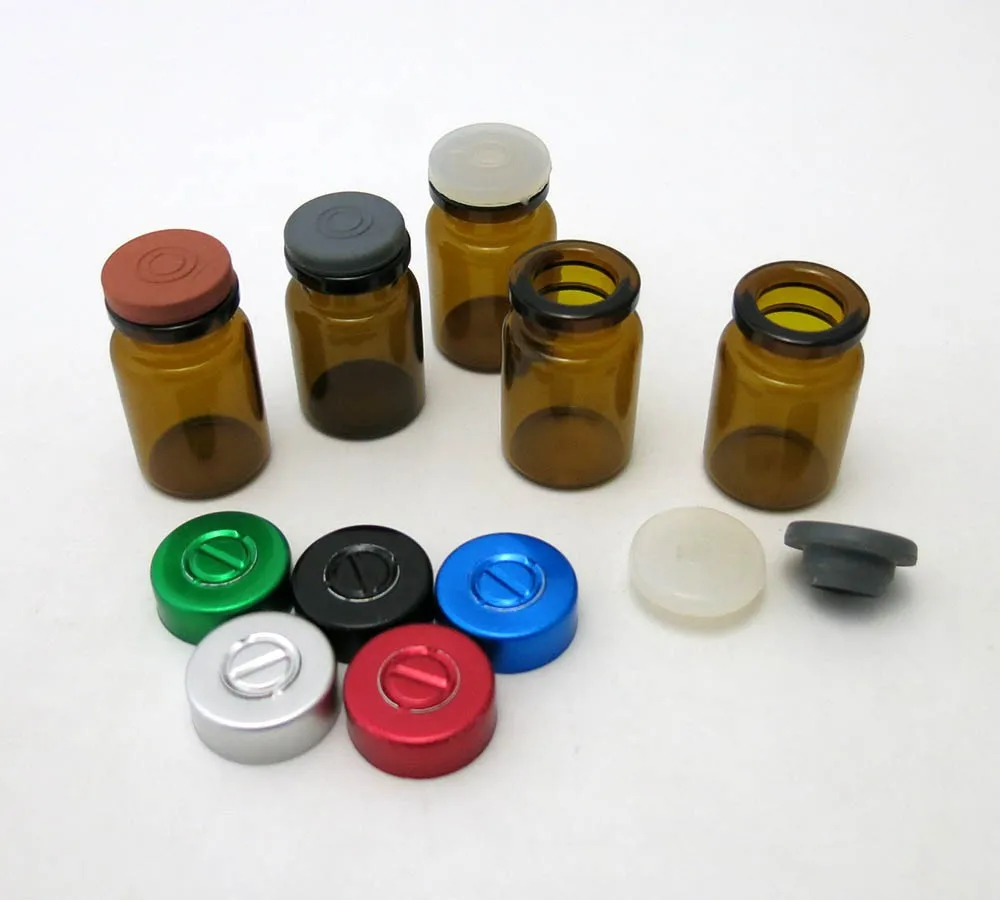 Mini 6ml Medicine Glass Bottle With Rubber Stopper&aluminum Flip Off
