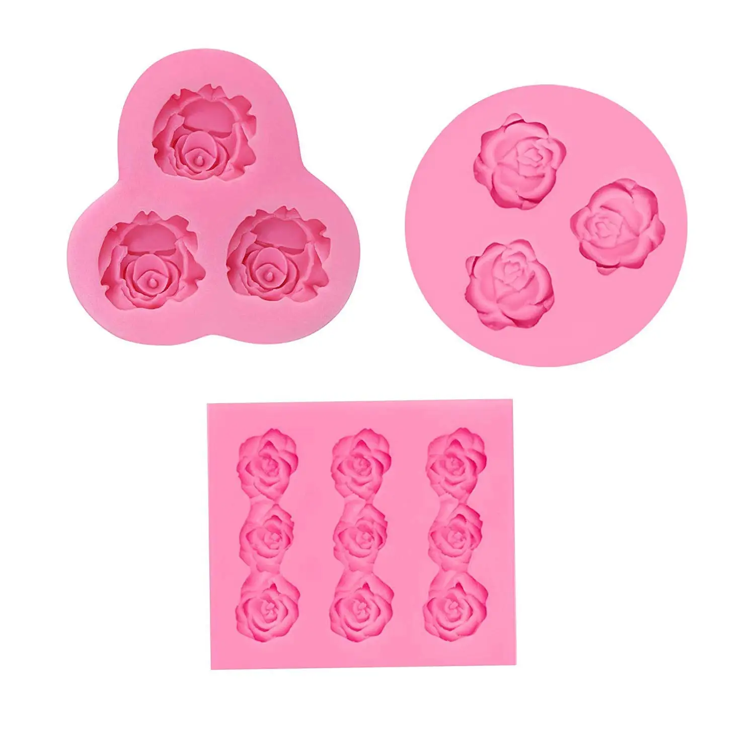 Flower Cake Fondant Molds 5 Pack Rose Flowers Heart Silicone Molds Flower Daisy Mold for DIY Cake Decorating Soap Clay Fimo Chocolate Sugar Small Craft Molds 