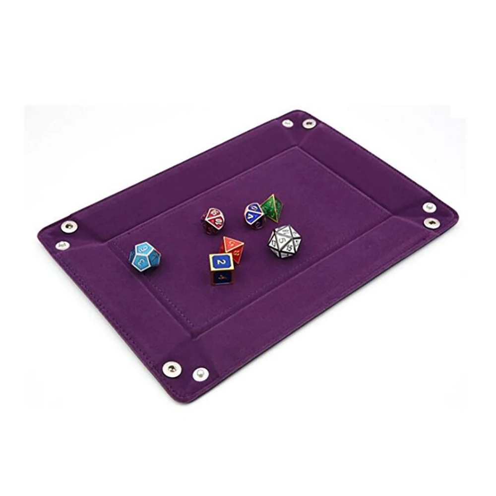 Dice Tray Dice Holder PU Leather Folding Rectangle Tray Purple Velvet for Dungeons and Dragons DND RPG MTG and Other Dice Games Weahre