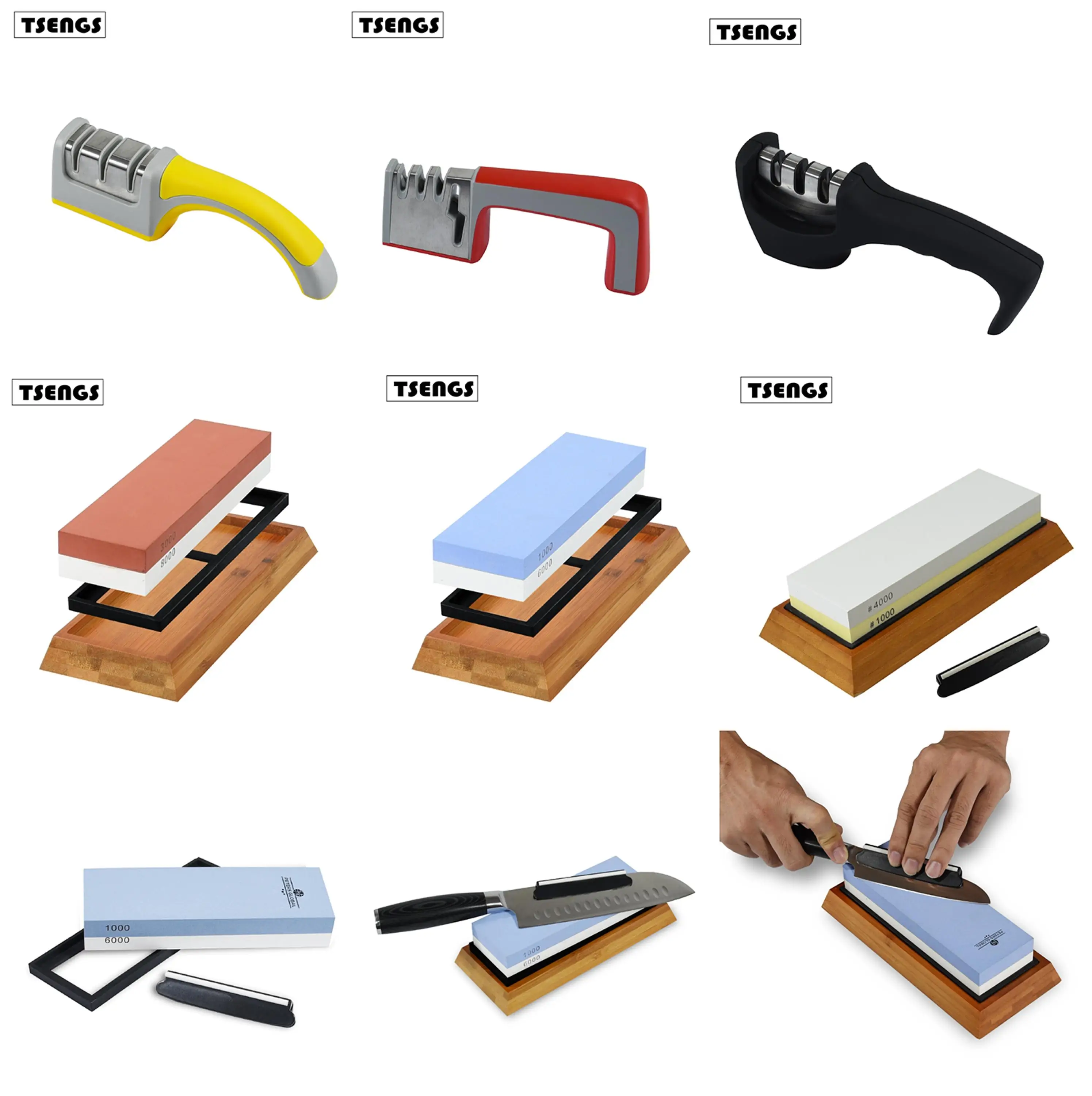 1000/6000 Grit Sharpening Mini Whetstone With Knife Sharpening Guide