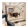 Wooden carved Modern style luxury living room furniture sofa sets with natural mable design