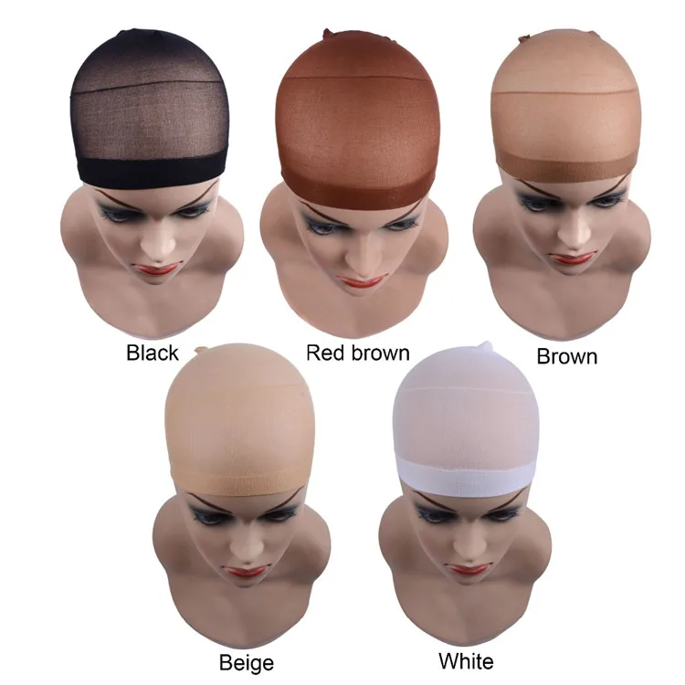 
2pcs/pack Polyester Stretchable Unisex Hair Net Deluxe Brown Beige Wig Cap for Wearing Wigs 