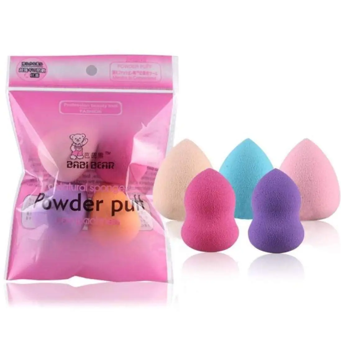Sandistore Original Beauty Makeup Sponge - Latex Free for Blending Liquid Foundation, Concealer, Powder & Cream - 3 Piece water drops + 2 Piece gourd Shaped Blender Applicator - Color rando