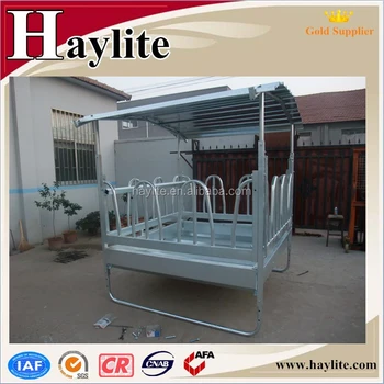 Livestock Hay Feeder For Cattle And Horse Corral Feeder With Roof