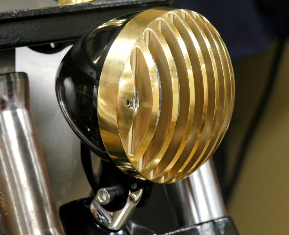 Motorcycle Brass 4.7" Headlight Lamp For Harley Bobber Chopper
