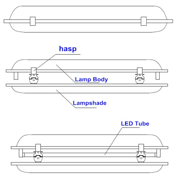 Led Fluorescent Light Fixtures Ip65 40w 2ft 4ft 5ft Outdoor Wall