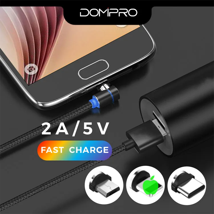 Nylon data line for iphone metal magnetic charging cable 3 in 1