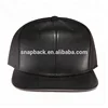 Wholesale Custom Design 6 Panel Flat Leather Brim With Black Plastic Buckle Snapback Cap