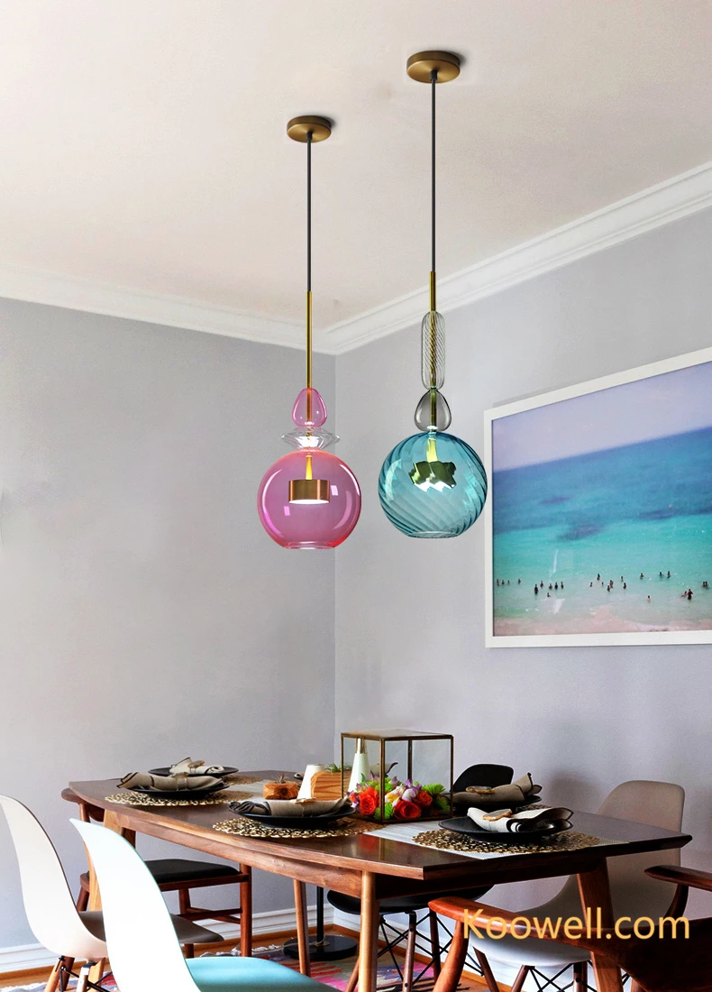 Ka008 Modern Candy Glass Pendant Light Ceiling Lamp For Dining Room