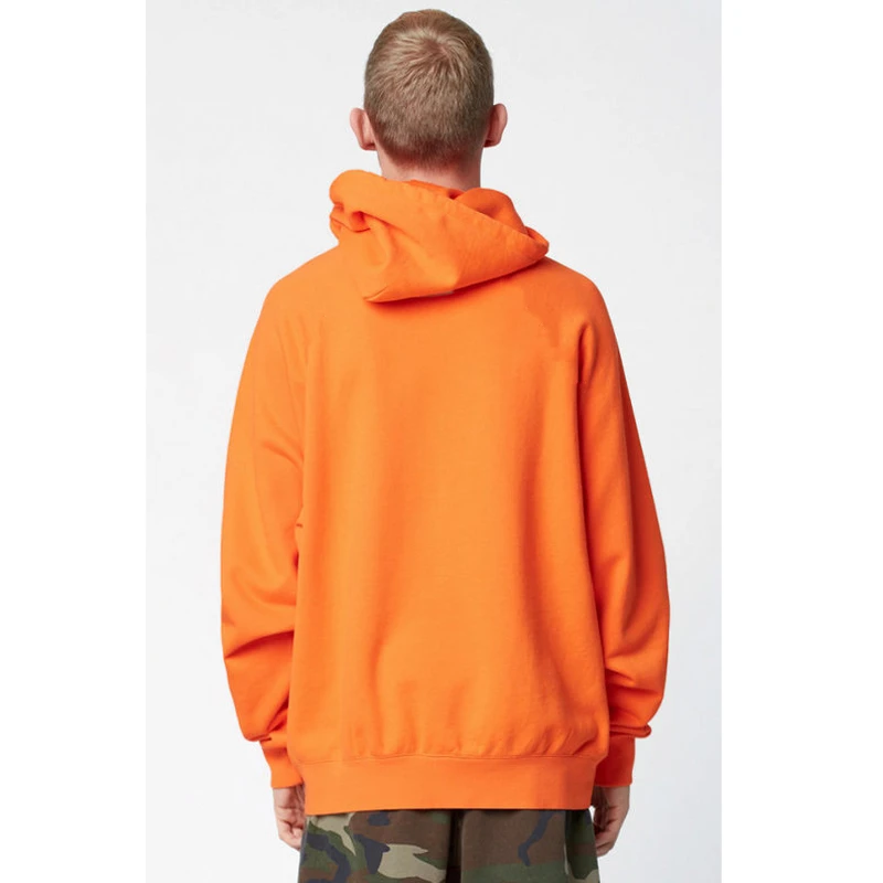 2018 Fashion Orange Solid Color Thick Fleece Hoodies Winter Sweatshirt ...