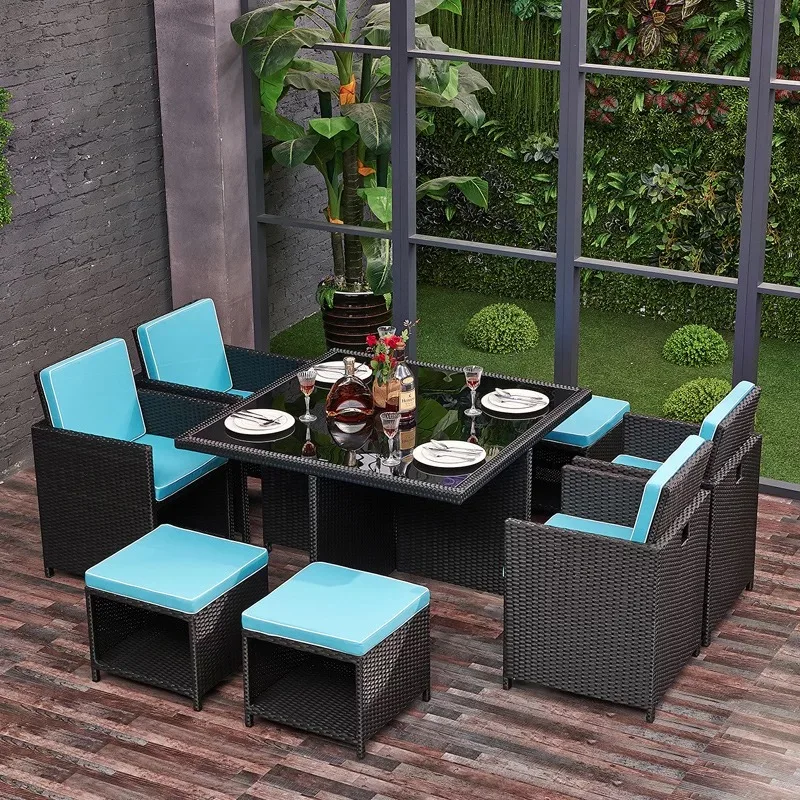 Cheap Garden Outdoor Dining Furniture Poly Rattan Table And Chair Set