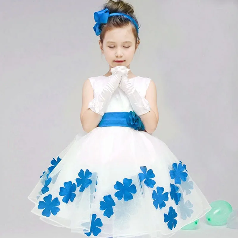 Quality Popular Festival Baby Girls Floral Infant Costume Kids Flower Big Bow Petals Party Clothing Prom