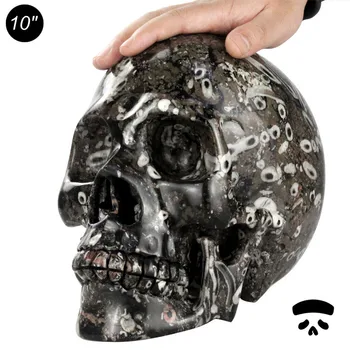 Wholesale Halloween Skull Natural Stone Carving 10 Inch Big Life Size Crystal Skull For Decor Wholesale Halloween Skull Natural Stone Carving 10 Inch Big Life Size Crystal Skull For Decor