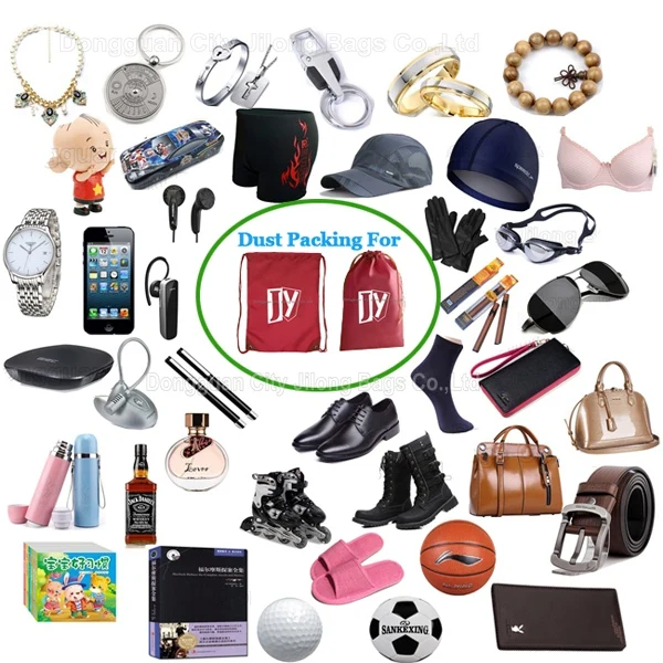 Custom Embossed White Silk Satin Drawstring Dust Shoe Bag Oversized Large Laundry Storage String Pouch Sack With Print Logo