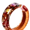 Hot Sale Handmade Diy Dried Flowers Wood Resin Ring For Girls' Gift