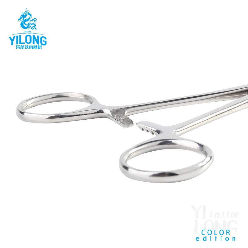 Yilong stainless Forceps Round Slotted Clamp Body Piercing Tools Plier Tattoo