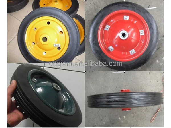 Wheel barrow solid rubber wheel 13"x3" with steel rim