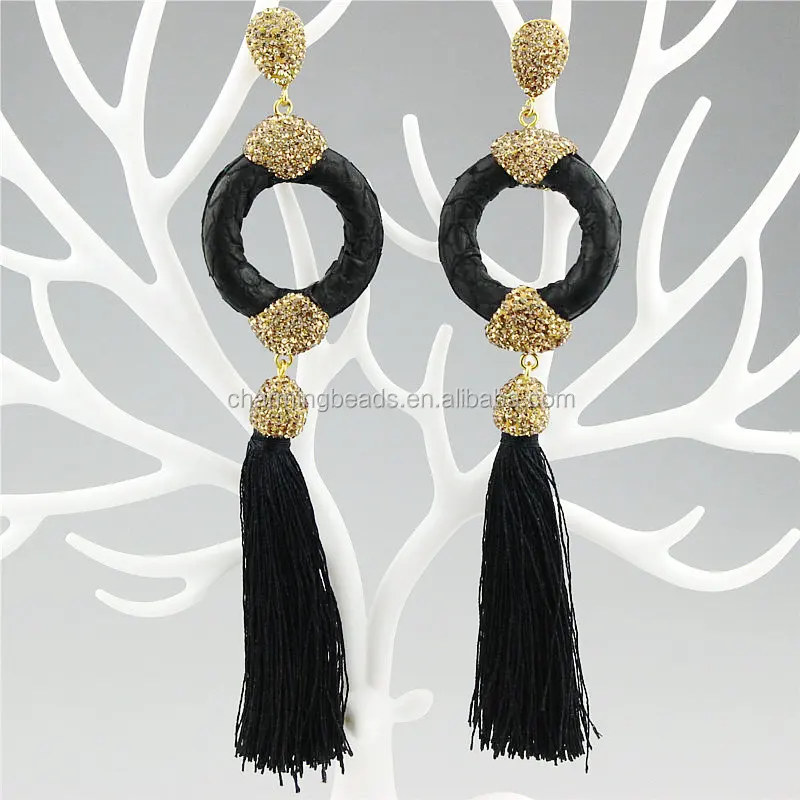 CH-ZSE0408 wholesale pave crystal connector pendant stud earring handmade,fashion stone jewelry pearl dangle earring hot sale