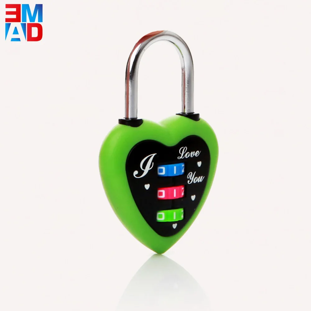 3 Digit Combination Heart Shaped Code Lock Lovely Travel Luggage