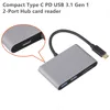USB-C Memory Card Reader Cable Adapter hub 3 in 1 / PD charge port + USB3.1 5Gbps + Micro SDXC