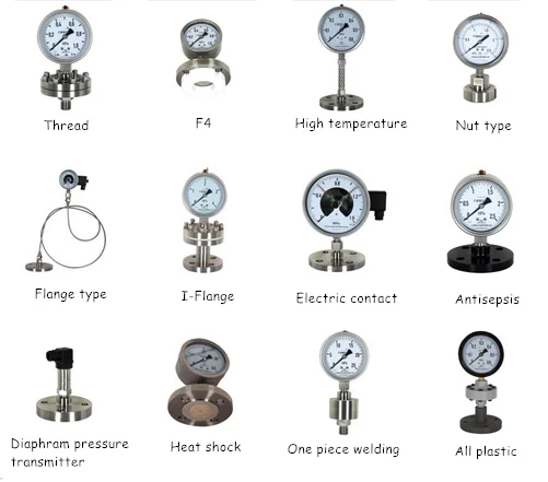 All stainless steel clamp diaphragm seal sanitary pressure gauge with visual alarm