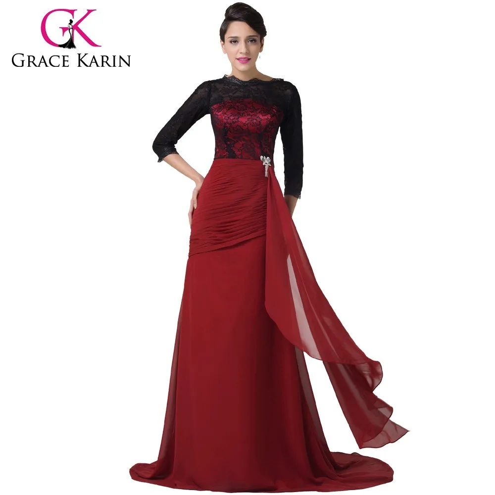 Grace Karin 2015 Latest Elegant Muslim Long Sleeve Lace Evening ...