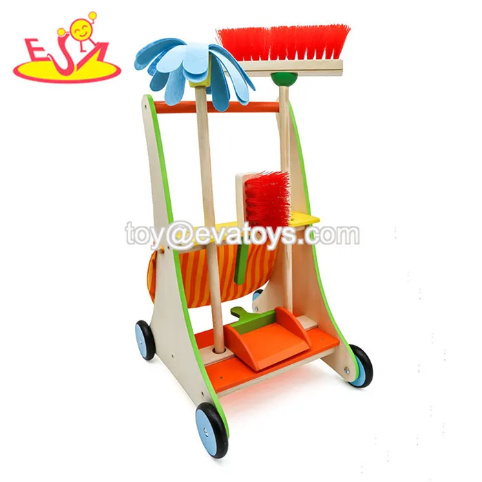 wooden cleaning trolley