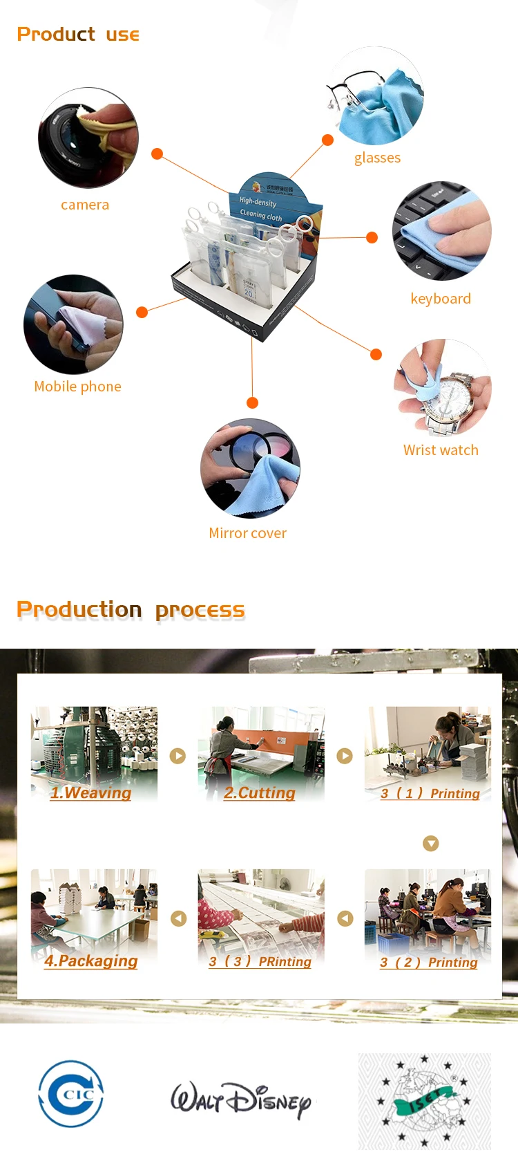 Wholesale custom different size multifunction digital printing cell phone cleaning cloth with package\n