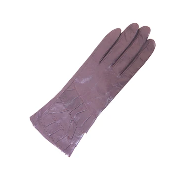 purple leather gloves womens