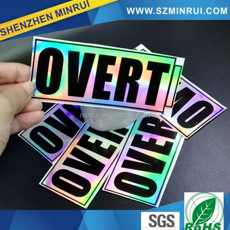 Custom Letter Design Oem Irremovable Easy Breakable Reflective Eggshell Hologram Vinyl Sticker