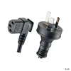 Australia Standard SAA 3 Pin AC Electric Wire Plug To Left Angled IEC C13 Connector Extension Cable Retractable Power Cord