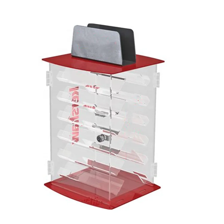 Rotating Acrylic 10 Knife Display Cases With Led Lights Lock