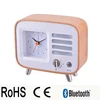 Retro Wooden Bluetooth Speaker with Alarm Table Clock for Home Decor