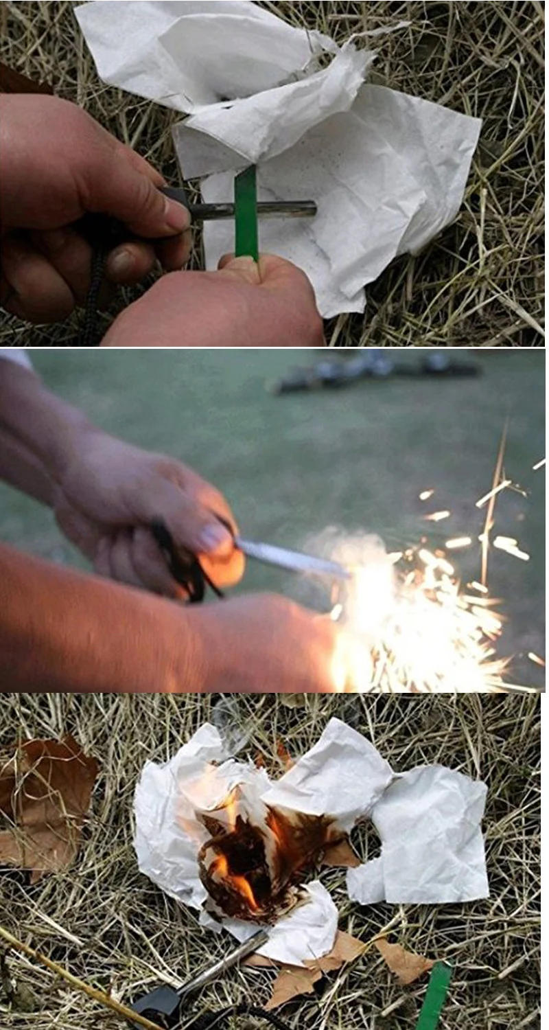 Survival Magnesium Flint Fire Starter Rod With Blade Fire Starter