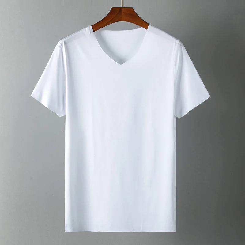 Plain T Shirt Men Blank Black White Tshirt Silk Cotton Fashion Brand