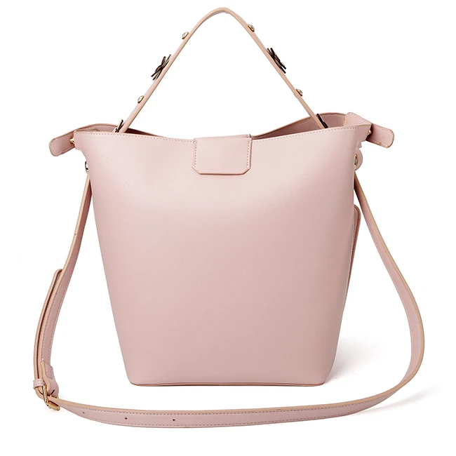 7424-Europe style newest design double side plain PU handbags with pouch