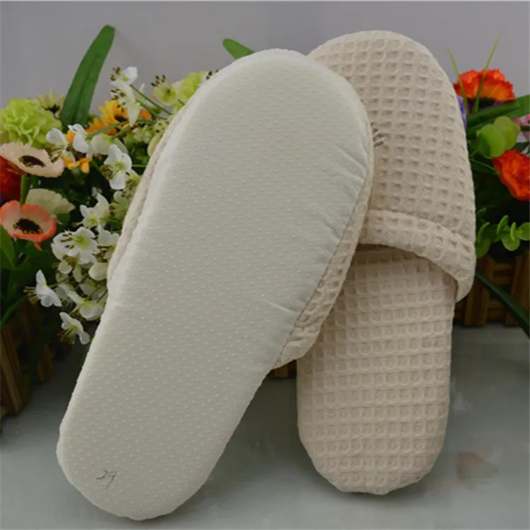 New Design Cotton Washable Waffle Slippers For Travel Home Hotel Spa